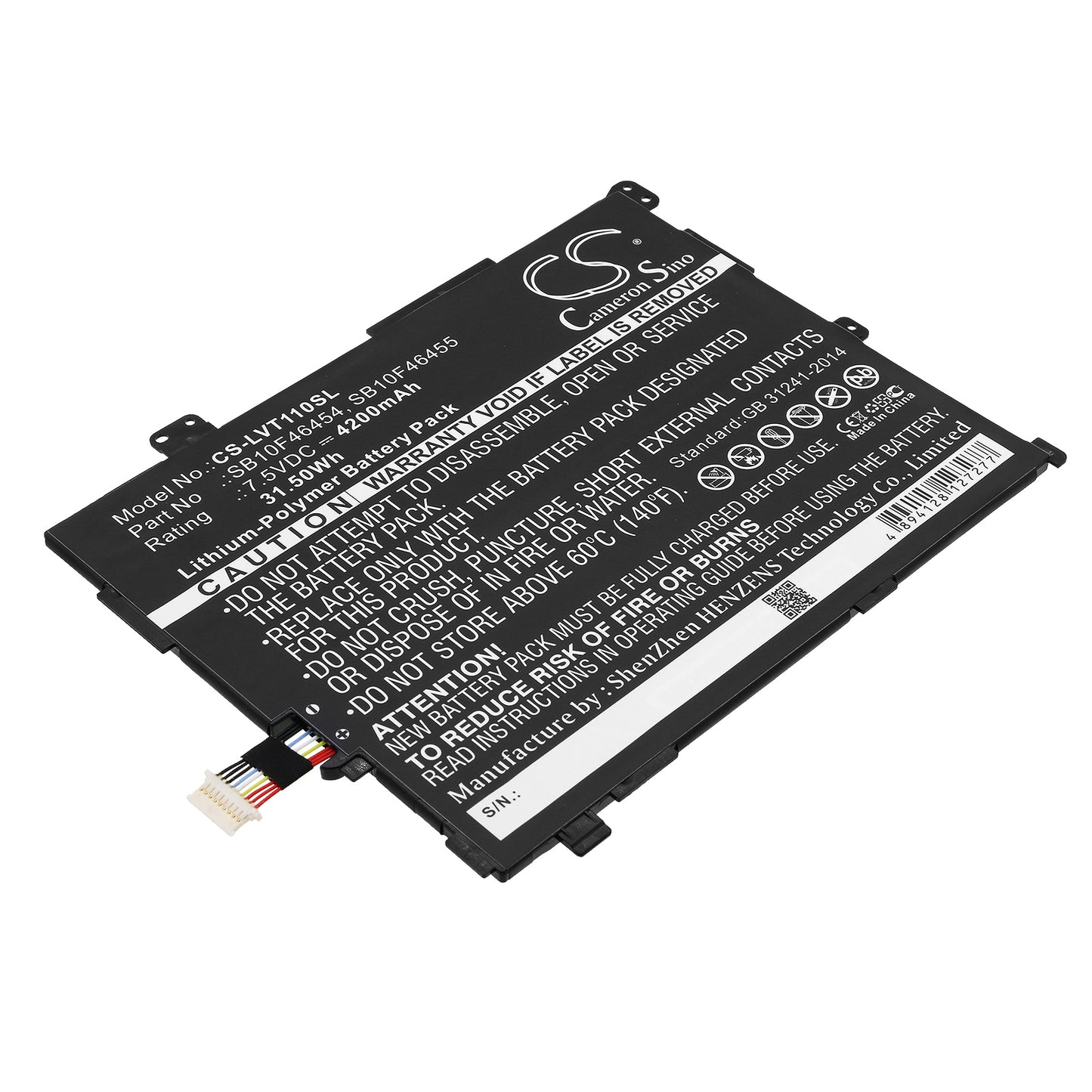 7.5V 4200mAh/31.50Wh Li-Polymer Tablet Battery for Lenovo