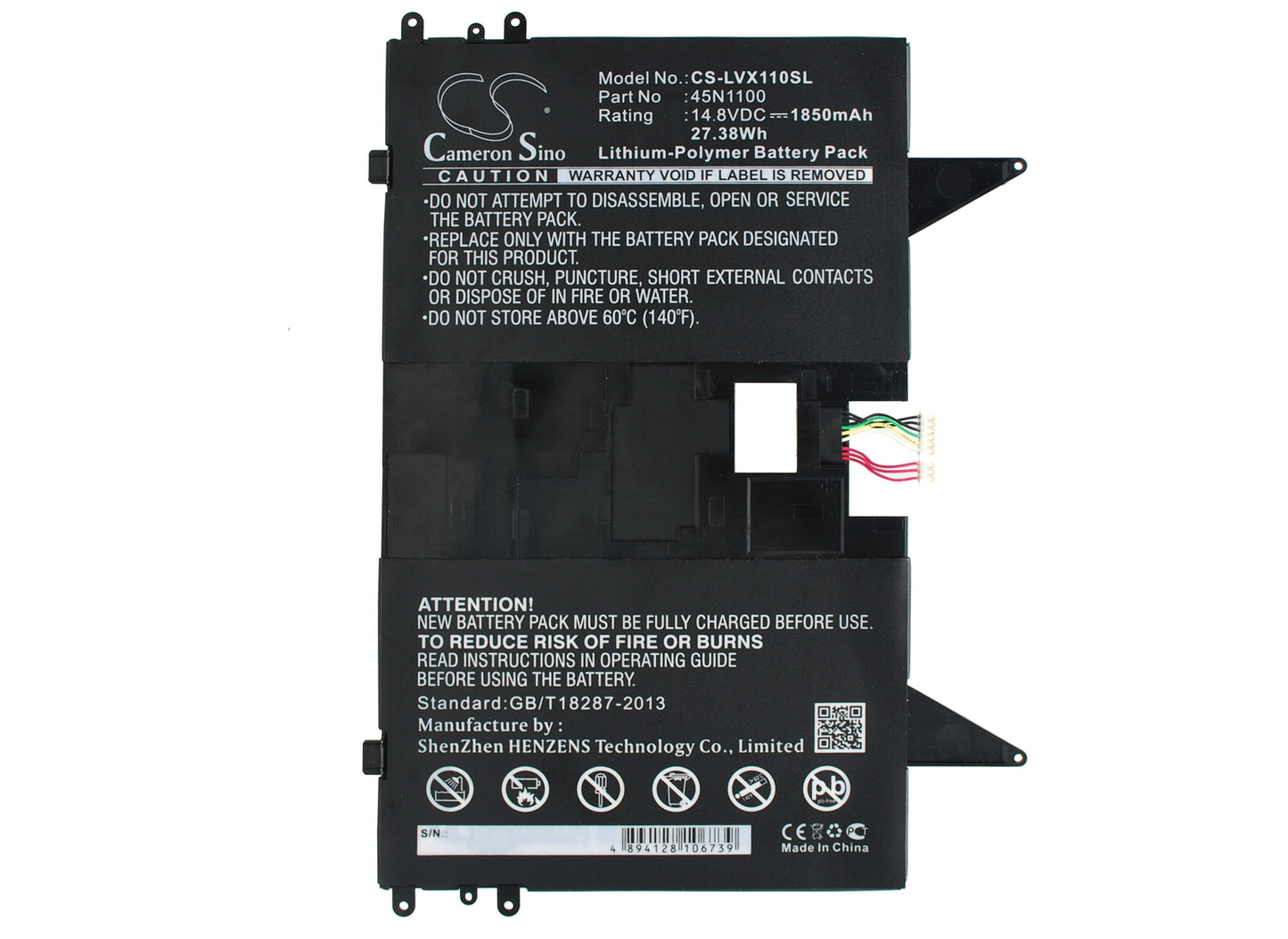 14.8V 1850mAh/27.38Wh Li-Polymer Tablet Battery for Lenovo