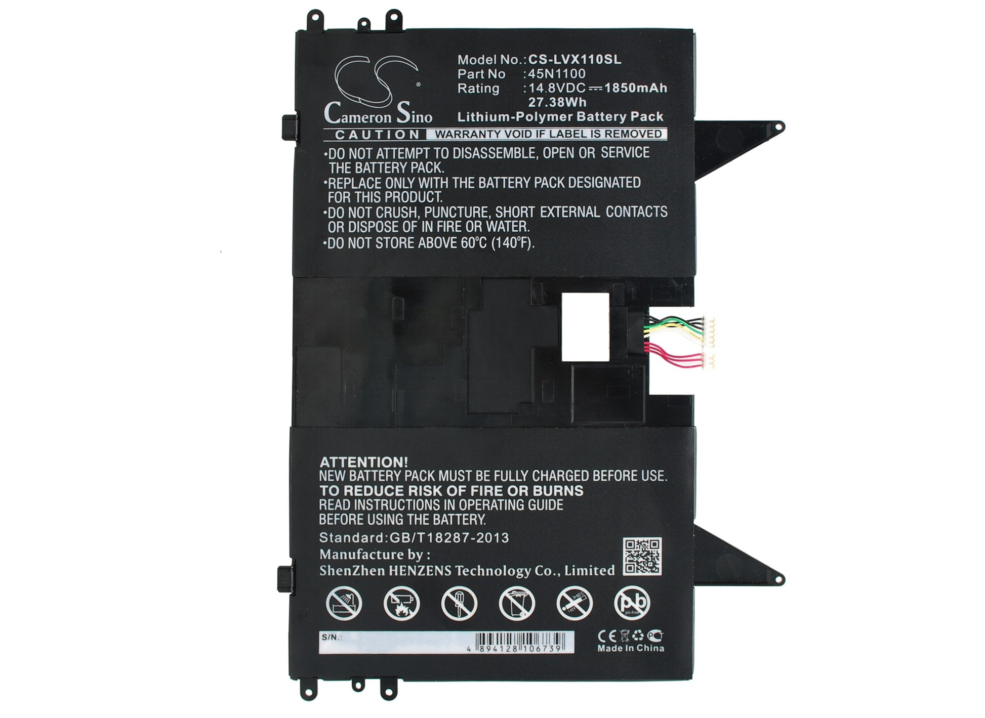 14.8V 1850mAh/27.38Wh Li-Polymer Tablet Battery for Lenovo