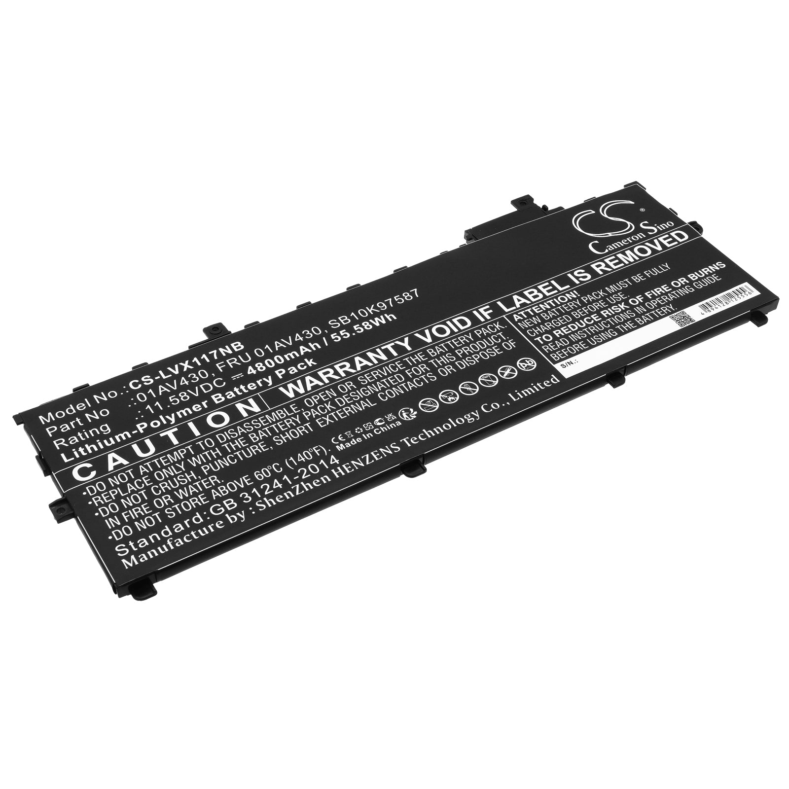11.58V 4800mAh/55.58Wh Li-Polymer Notebook/Laptop Battery for Lenovo
