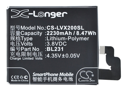3.8V 2230mAh/8.47Wh Li-Polymer Mobile/SmartPhone Battery for Lenovo