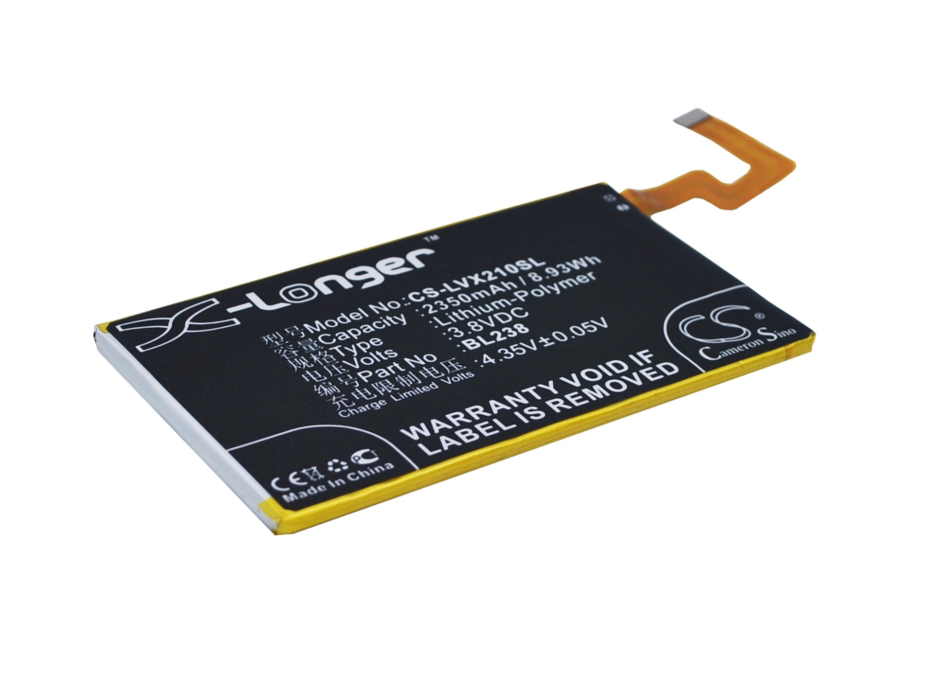 3.8V 2350mAh/8.93Wh Li-Polymer Mobile/SmartPhone Battery for Lenovo