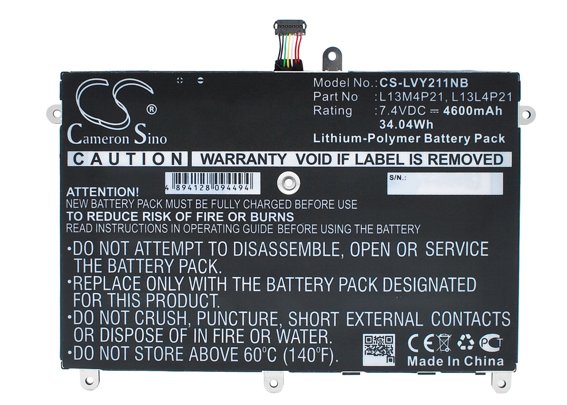 7.4V 4600mAh/34.04Wh Li-Polymer Notebook/Laptop Battery for Lenovo