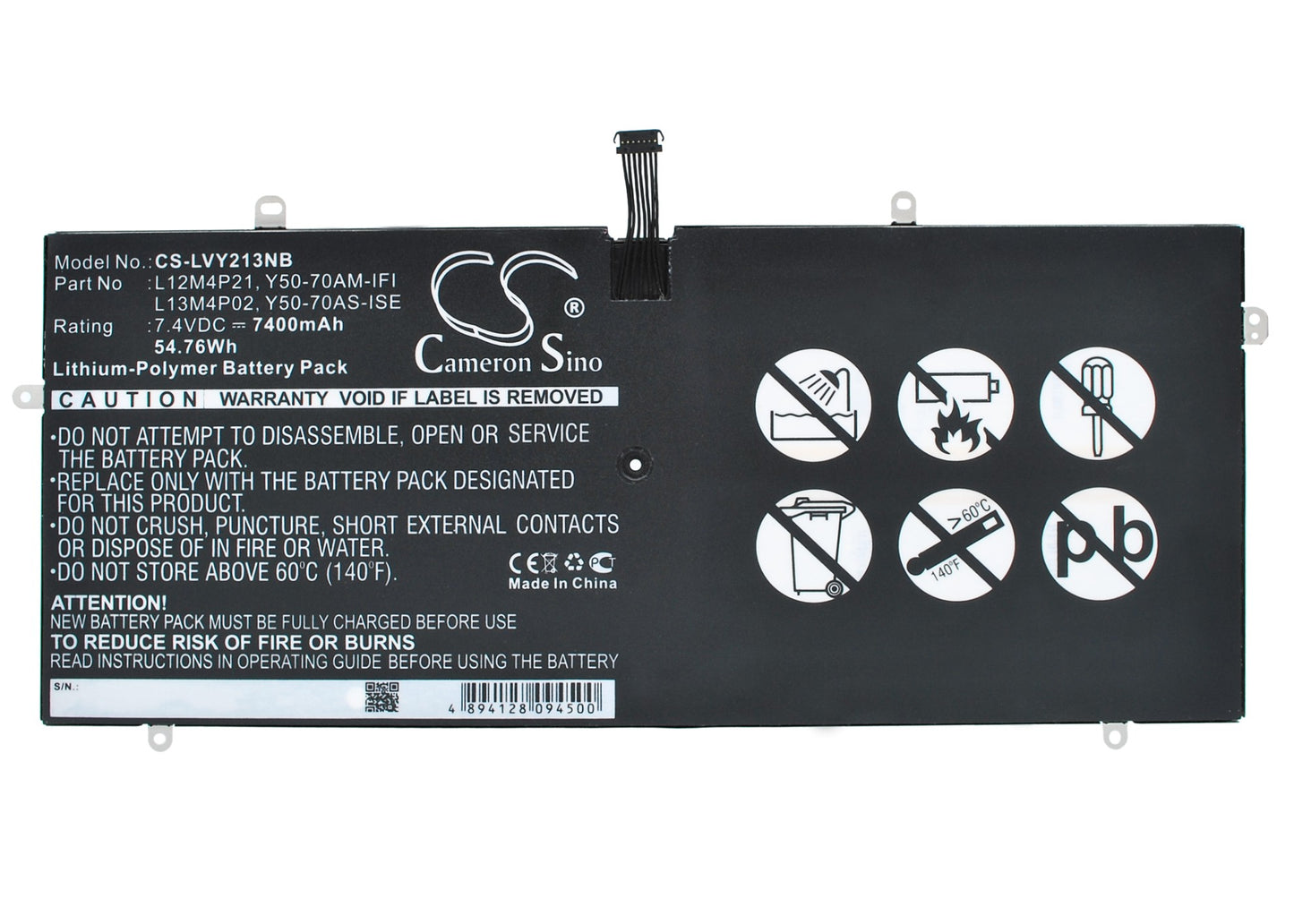 7.4V 7400mAh/54.76Wh Li-Polymer Notebook/Laptop Battery for Lenovo