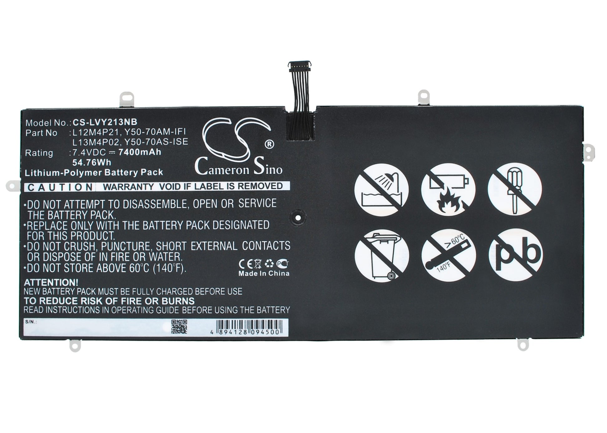 7.4V 7400mAh/54.76Wh Li-Polymer Notebook/Laptop Battery for Lenovo