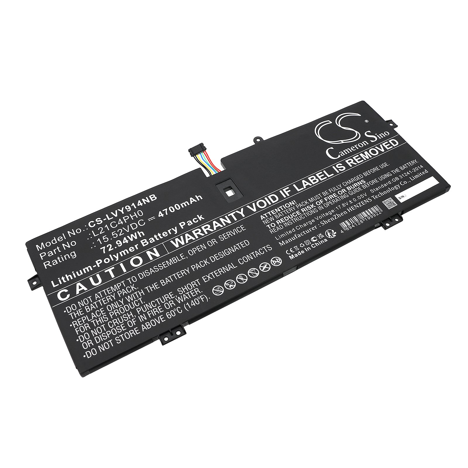 CS-LVY914NB Replacement Battery – Compatible with 82LU0005SB, 82LU000CMJ, 82LU000EMJ, 82LU000MTA, 82LU000UHH, 82LU000WHH, 82LU0014TW, 82LU001DGE, 82LU001LUS, 82LU001VFR, 82LU0023IV, 82LU002FIV, 82LU002LMZ, 82LU002NIV, 82LU002VSC, 82LU0033ID, 82LU0035MZ, 82LU003CMZ, 82LU003KMJ, 82LU003MCK, 82LU003UFR, 82LU0042MX, 82LU0044SB, 82LU004EMZ, 82LU004PRU, 82LU0053HH, 82LU005CTW, 82LU005KSB, 82LU005UMJ, 82LU0062TA, 82LU006BAU, 82LU006JSC, 82LU006RIX, 82LU006TMZ, 82LU0073YA, 82LU007AAU, 82LU007CHV,