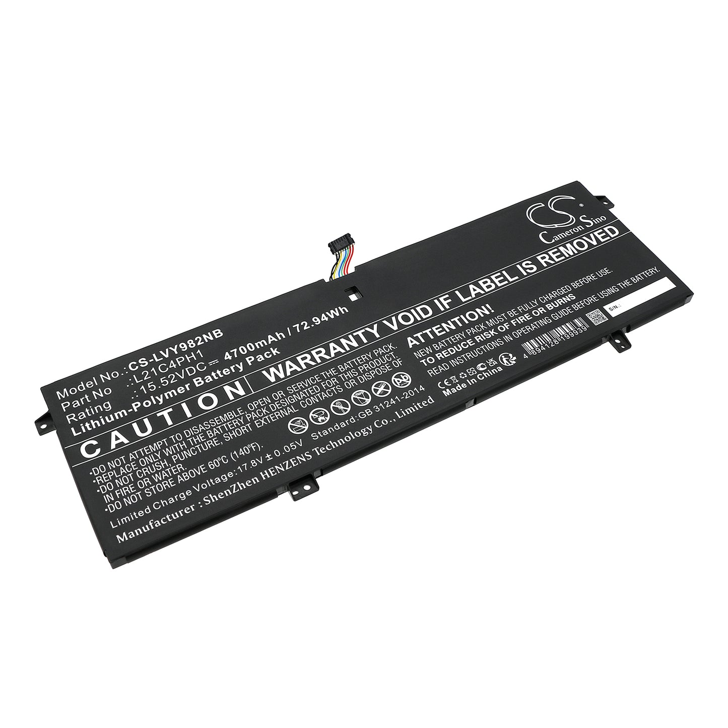 CS-LVY982NB Replacement Battery – Compatible with Yoga Slim 9 14IAP7 82T00002SP, Yoga Slim 9 14IAP7 82T00003GE, Yoga Slim 9 14IAP7 82T00005GE, Yoga Slim 9 14IAP7 82T00007TA, Yoga Slim 9 14IAP7 82T00008AX, Yoga Slim 9 14IAP7 82T00009AX, Yoga Slim 9 14IAP7 82T0000AMX, Yoga Slim 9 14IAP7 82T0000CMZ, Yoga Slim 9 14IAP7 82T0000ECK, Yoga Slim 9 14IAP7 82T0000FCK, Yoga Slim 9 14IAP7 82T0000GSP, Yoga Slim 9 14IAP7 82T0000HGE, Yoga Slim 9 14IAP7 82T0000JGE, Yoga Slim 9 14IAP7 82T0000KPG, Yoga Slim 9