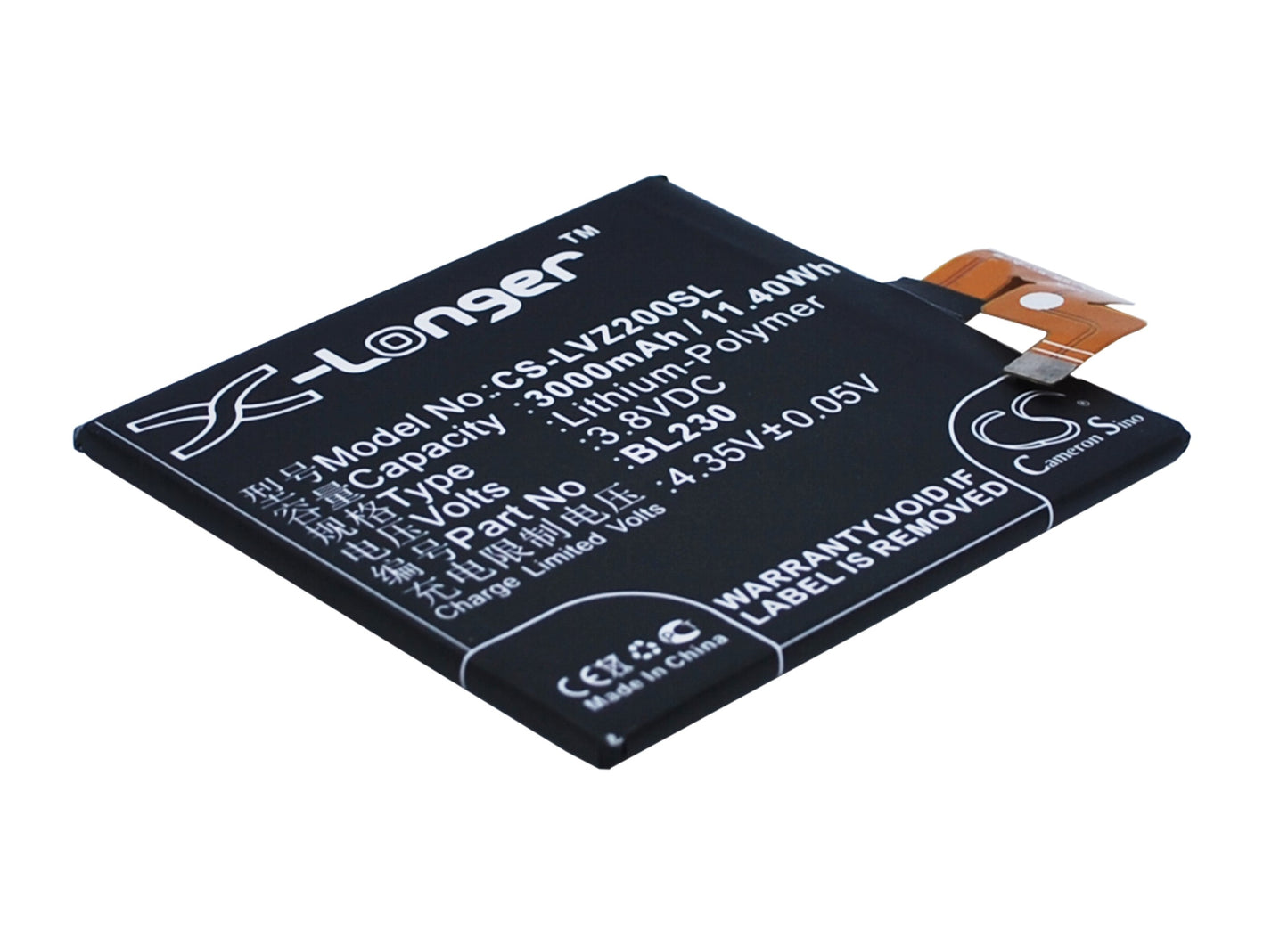 3.8VV 3000mAh/11.40Wh Li-Polymer Mobile/SmartPhone Battery for Lenovo