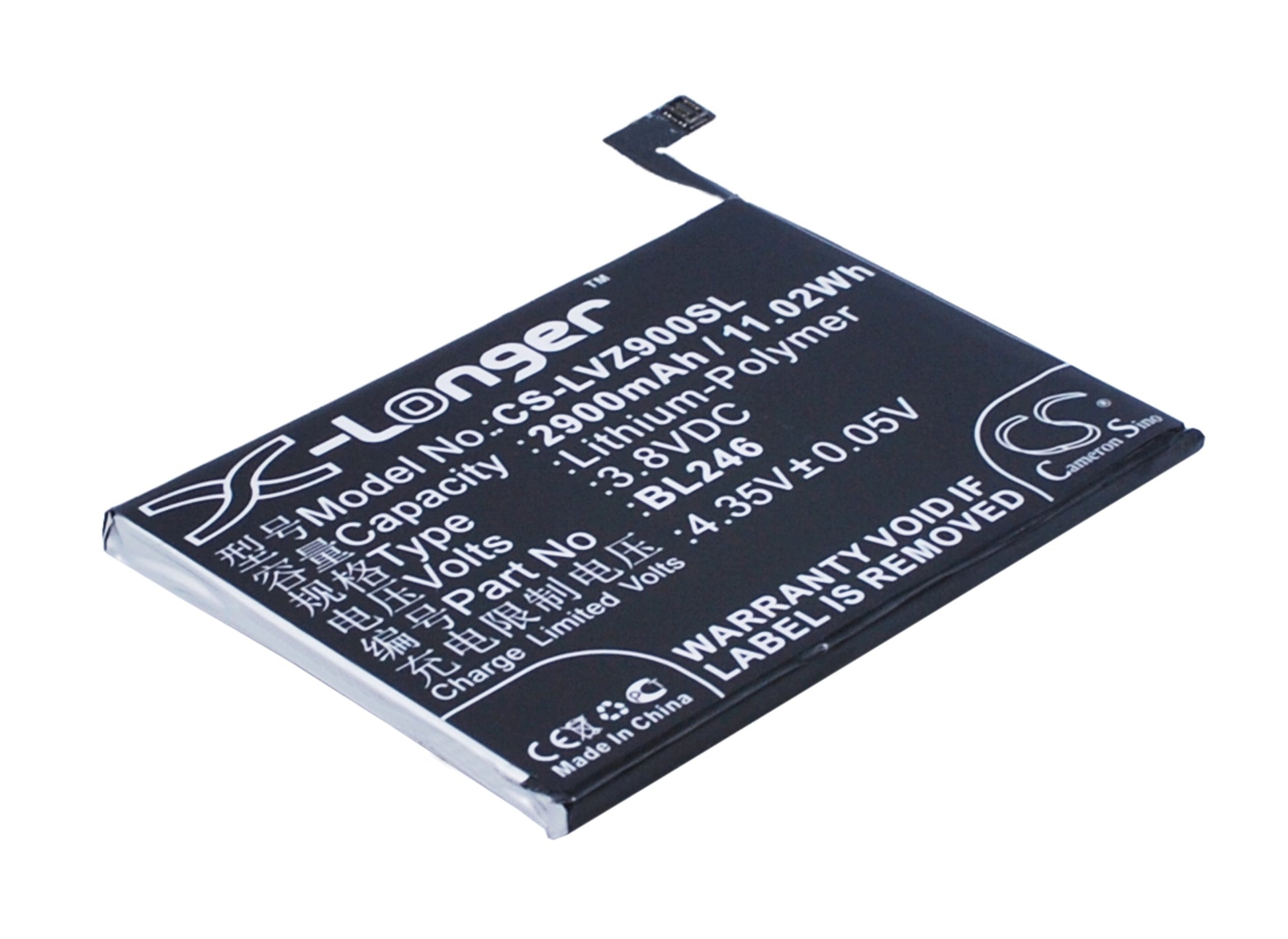 3.8V 2900mAh/11.02Wh Li-Polymer Mobile/SmartPhone Battery for Lenovo