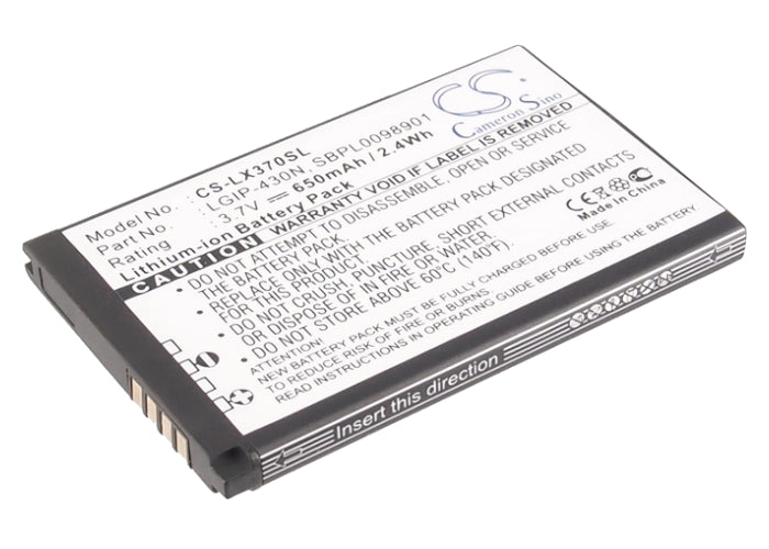 3.7V 650mAh Li-ion Mobile/SmartPhone Battery for LG