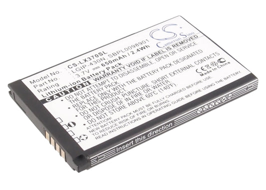 3.7V 650mAh Li-ion Mobile/SmartPhone Battery for LG