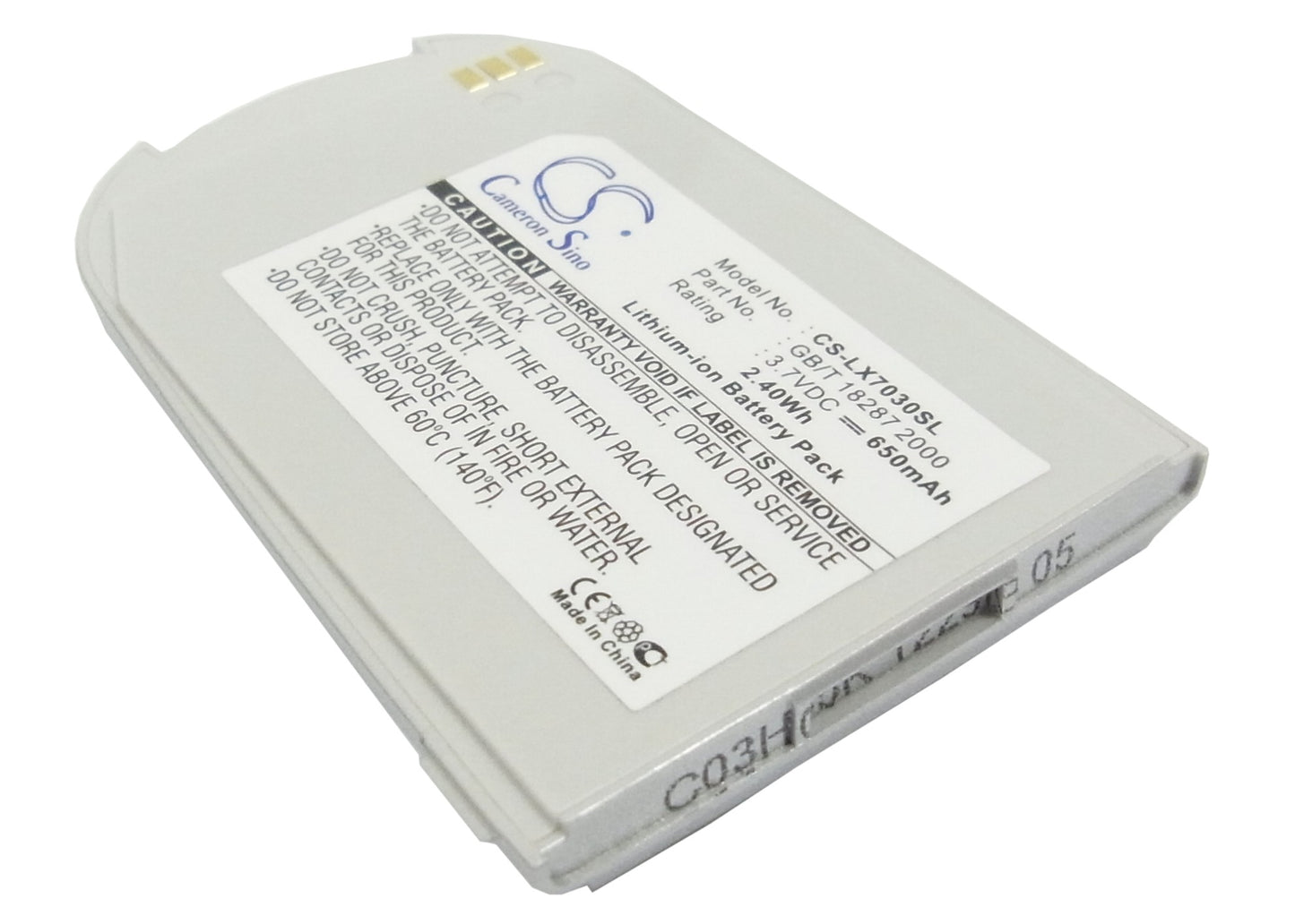 3.7V 650mAh Li-ion Mobile/SmartPhone Battery for LG