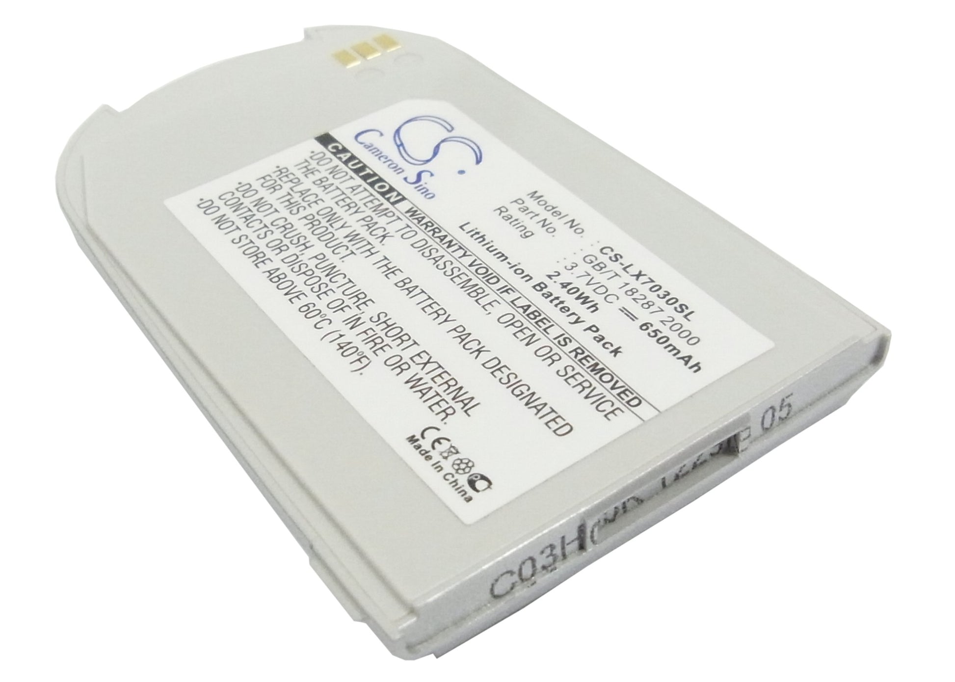 3.7V 650mAh Li-ion Mobile/SmartPhone Battery for LG