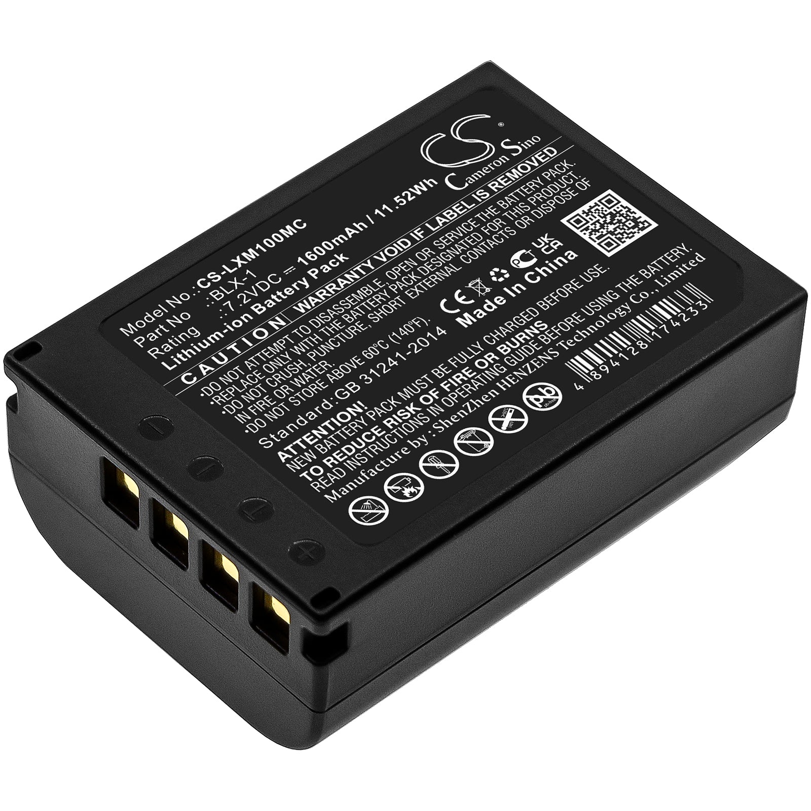 CS-LXM100MC Replacement Battery – Compatible with OM SYSTEM OM-1, OM-1 Mirrorless