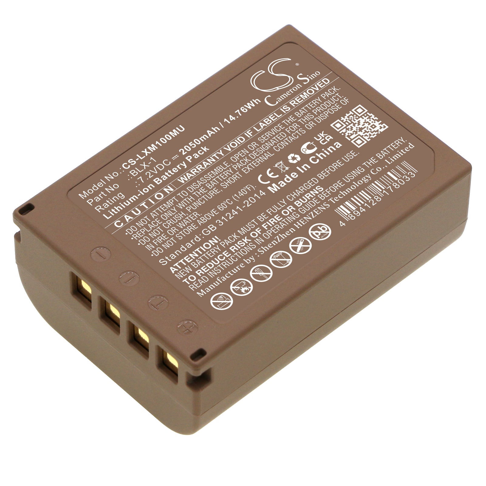 CS-LXM100MU Replacement Battery – Compatible with OM SYSTEM OM-1, OM-1 Mirrorless