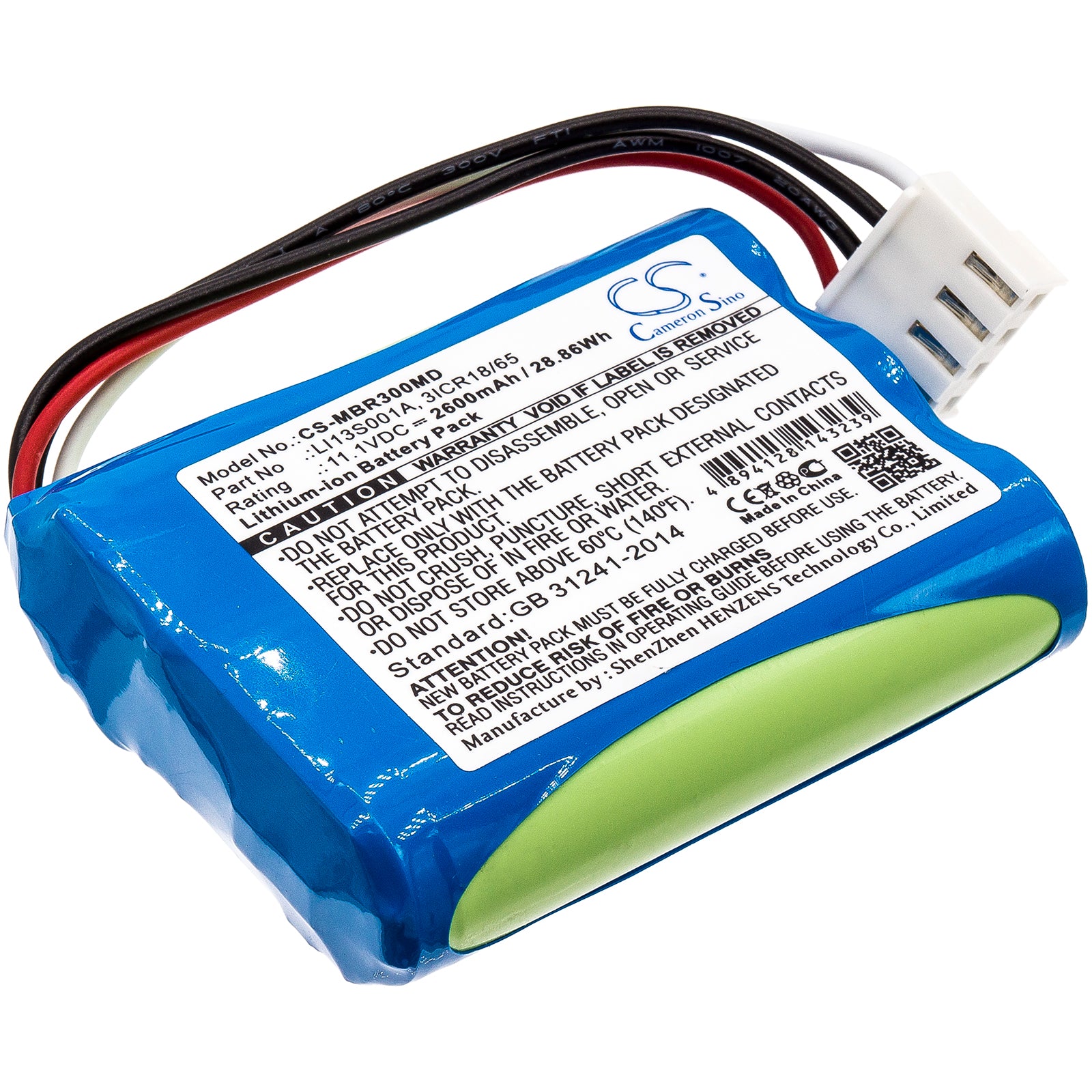 11.1V 2600mAh/28.86Wh Li-ion Medical Battery for Mindray
