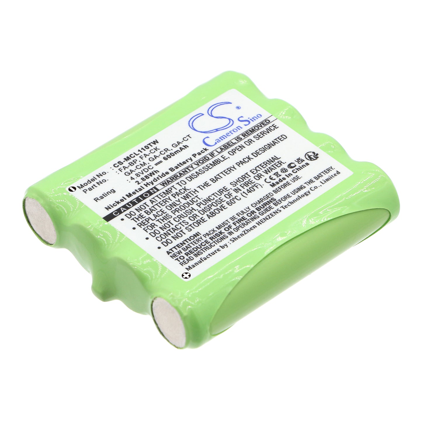 4.8V 600mAh/2.88Wh Ni-MH Two-Way Radio Battery for microTALK