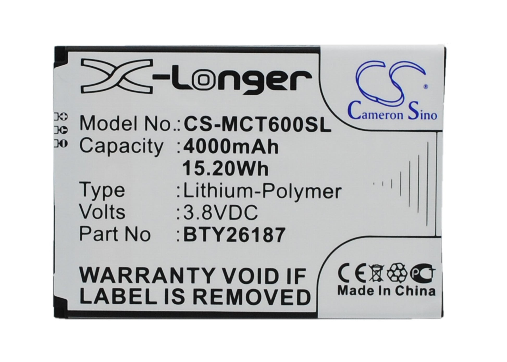3.8V 4000mAh/15.20Wh Li-Polymer Mobile/SmartPhone Battery for Mobistel