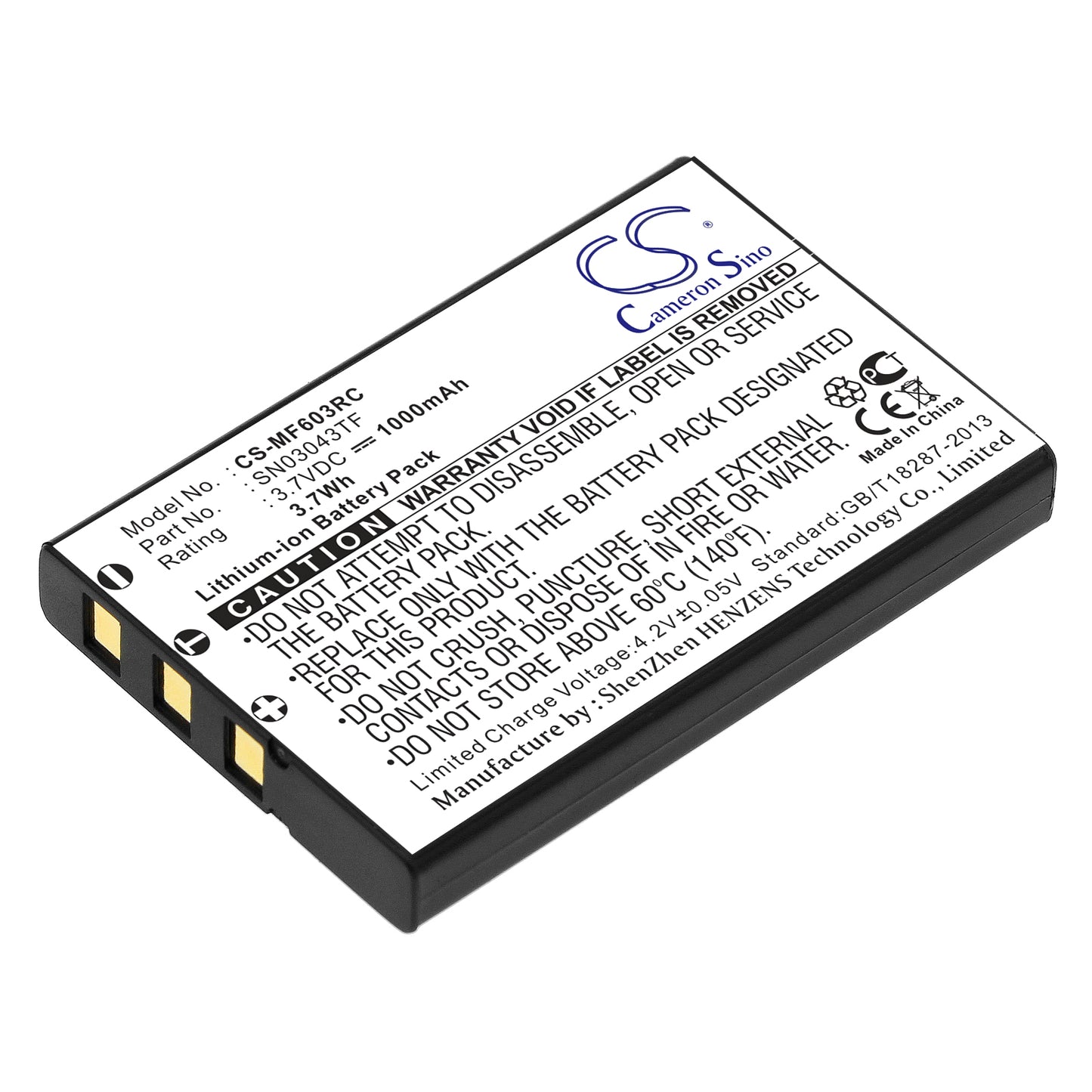 3.7V 1000mAh Li-ion Remote Control Battery for One For All
