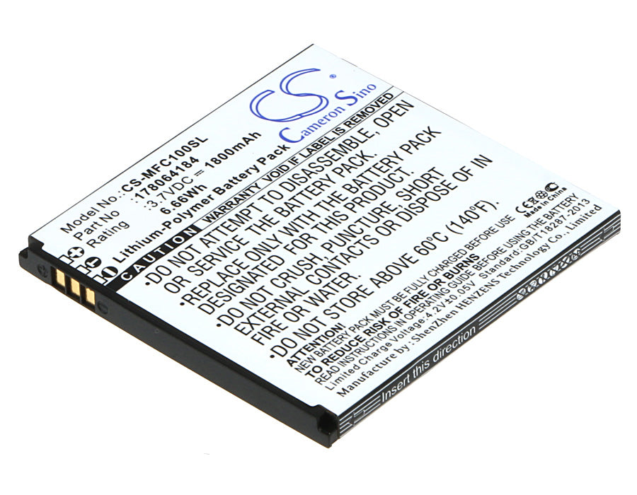 3.7V 1800mAh/6.66Wh Li-Polymer Mobile/SmartPhone Battery for Mobiwire