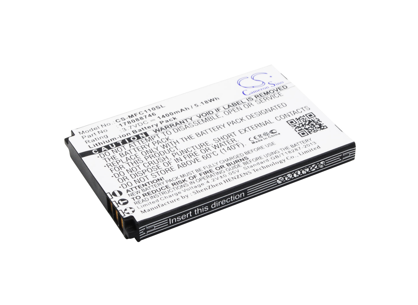 3.7V 1400mAh/5.18Wh Li-ion Mobile/SmartPhone Battery for Mobiwire