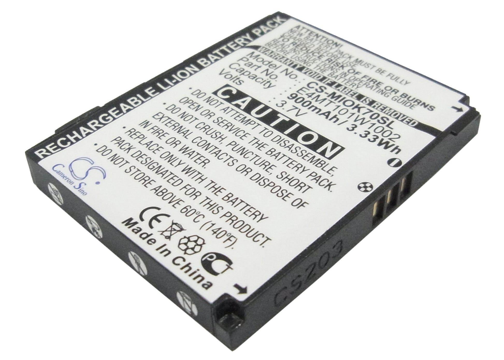 3.7V 900mAh/3.33Wh Li-ion Mobile/SmartPhone Battery for Mitac