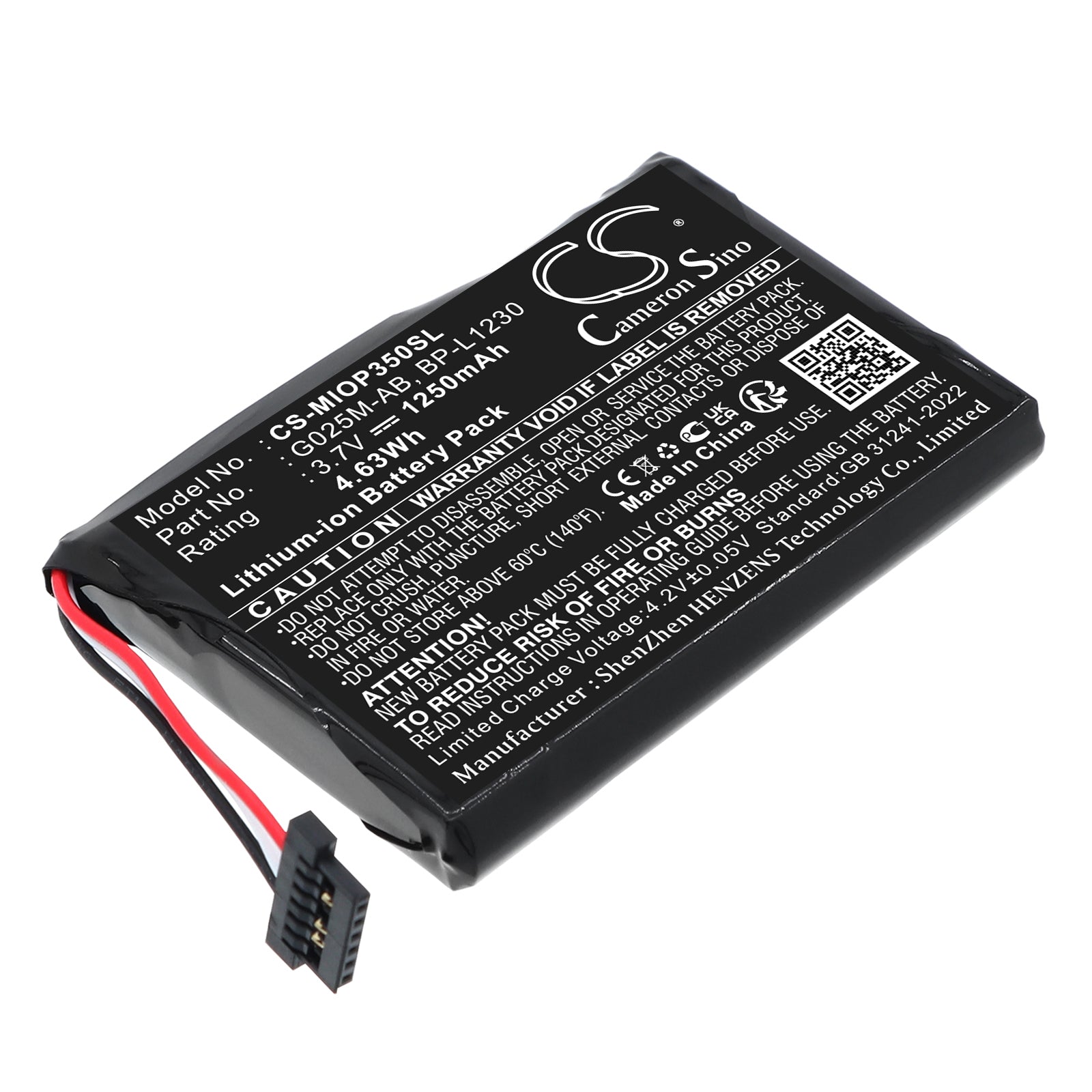 3.7V 1250mAh/4.63Wh Li-ion GPS/Navigator Battery for Typhoon