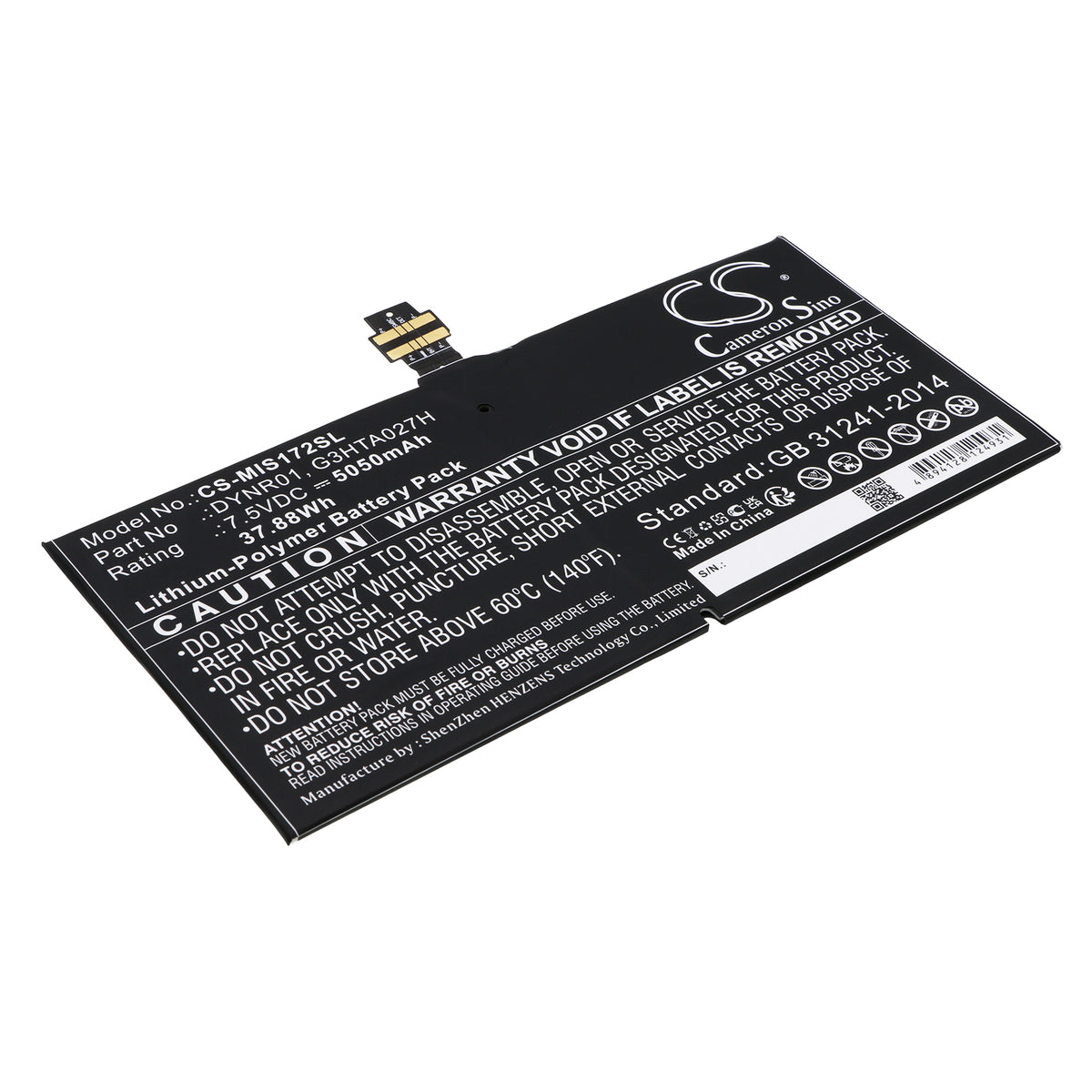 7.5V 5050mAh/37.88Wh Li-Polymer Tablet Battery for Microsoft