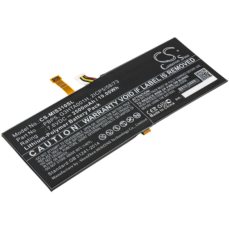 7.6V 2500mAh/19.00Wh Li-Polymer Tablet Battery for Microsoft
