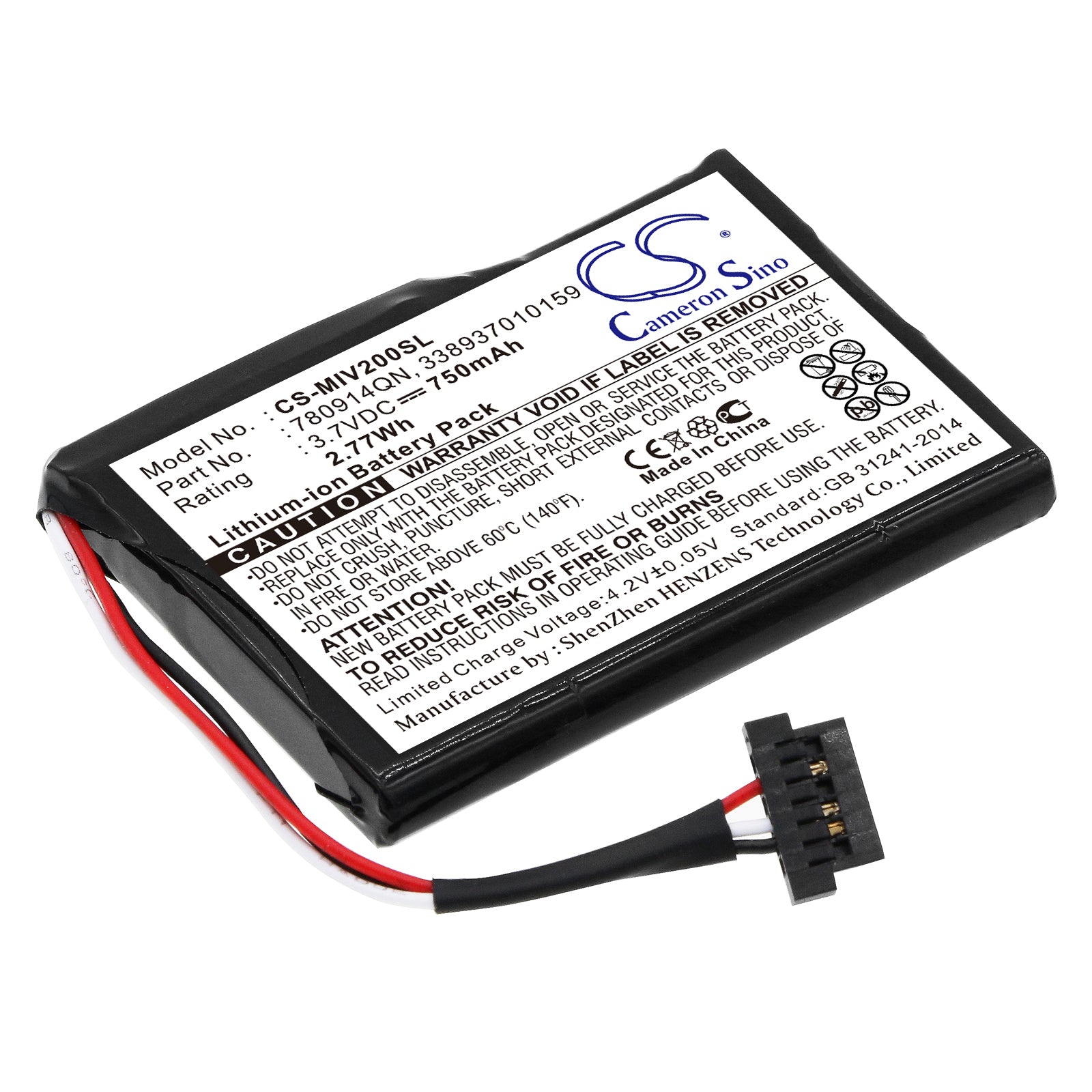 3.7V 750mAh Li-ion GPS/Navigator Battery for Mitac
