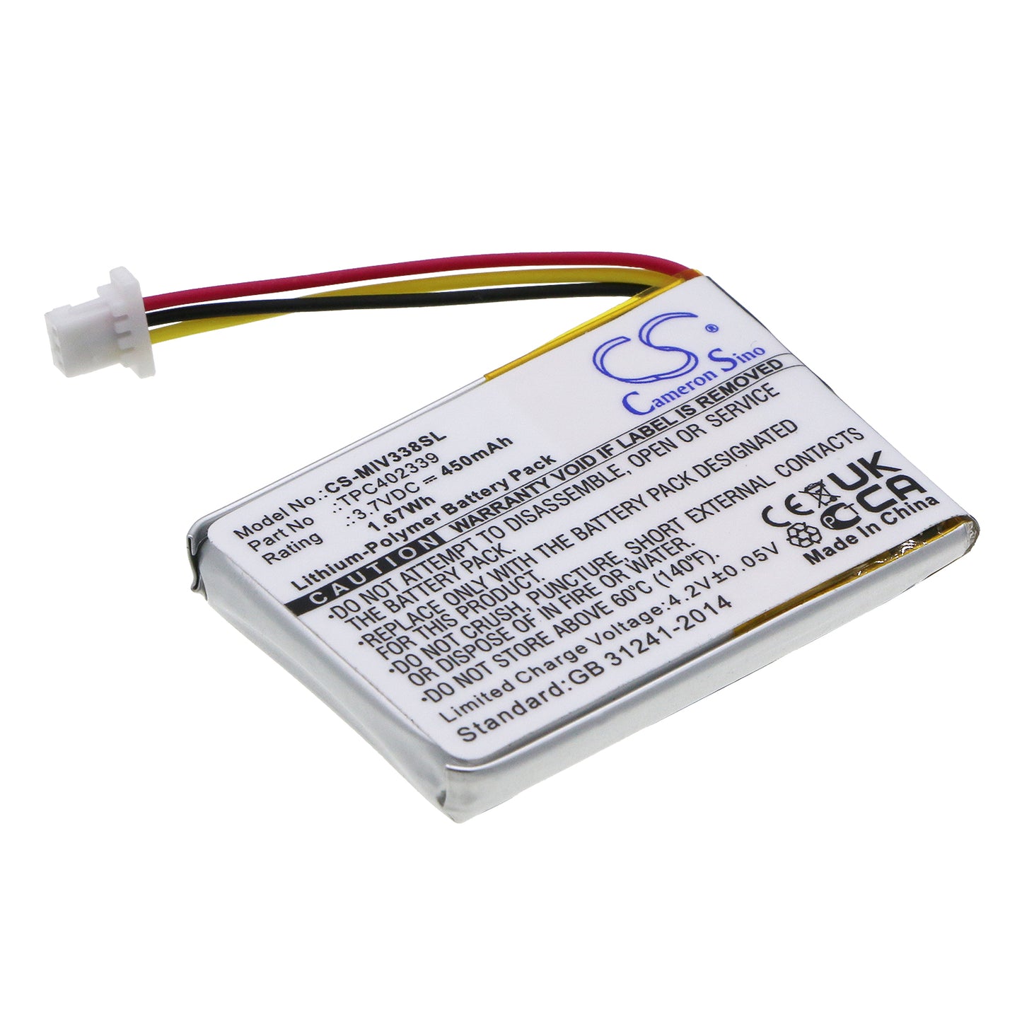 3.7V 450mAh/1.67Wh Li-Polymer GPS/Navigator Battery for Mio