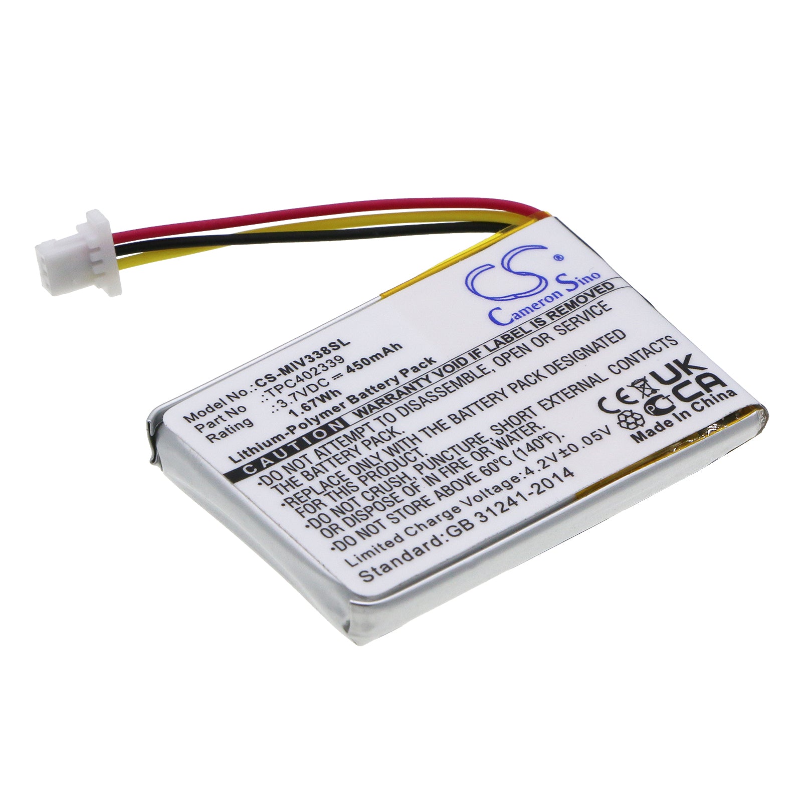 3.7V 450mAh/1.67Wh Li-Polymer GPS/Navigator Battery for Mio