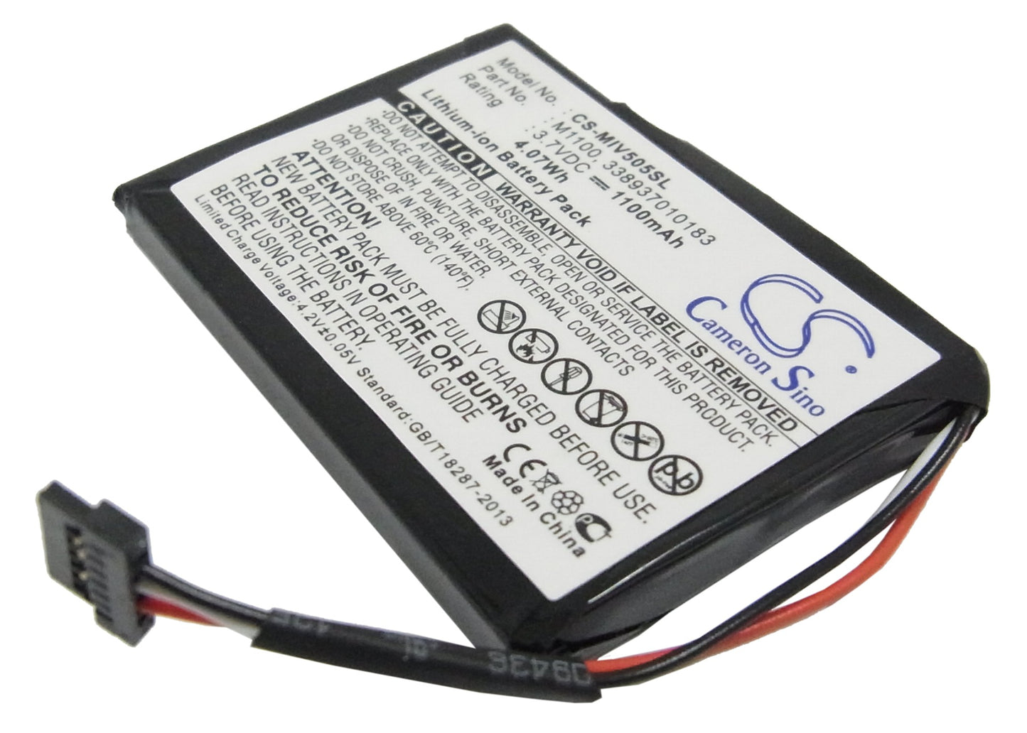 3.7V 1100mAh/4.07Wh Li-ion GPS/Navigator Battery for Mitac