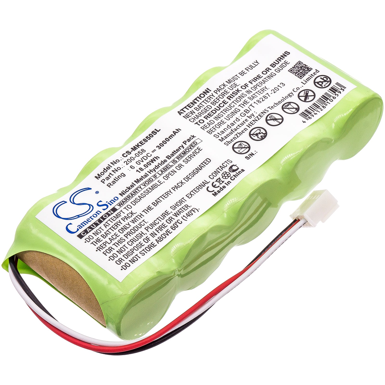6V 3000mAh/18.00Wh Ni-MH Equipment/Survey Battery for GE