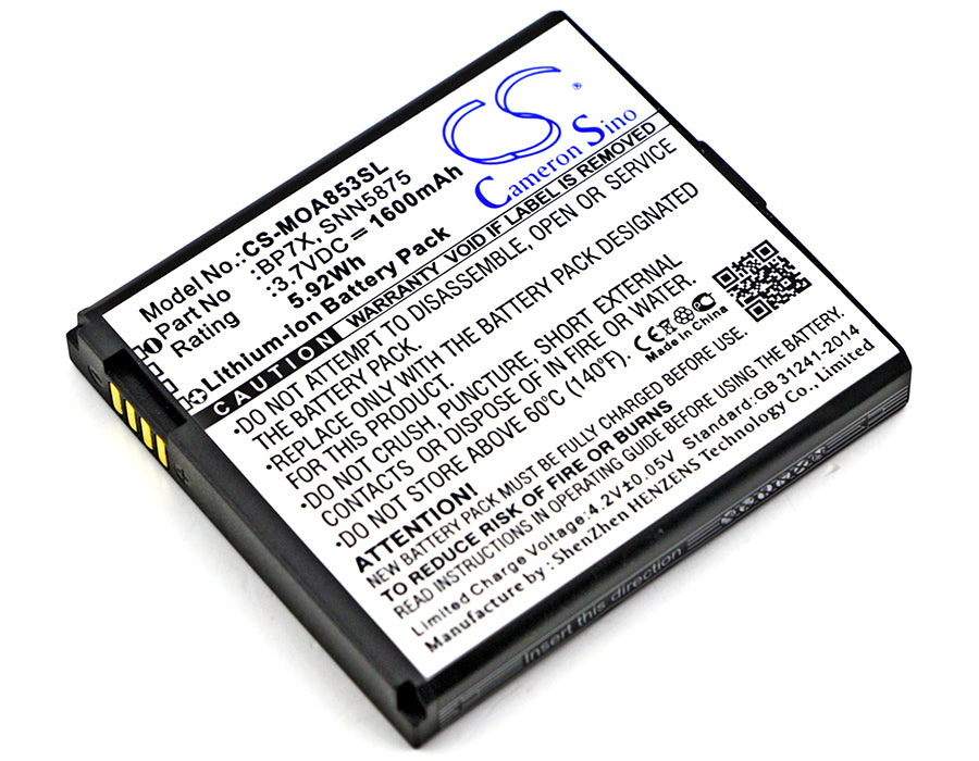 3.7V 1600mAh/5.92Wh Li-ion Mobile/SmartPhone Battery for Motorola