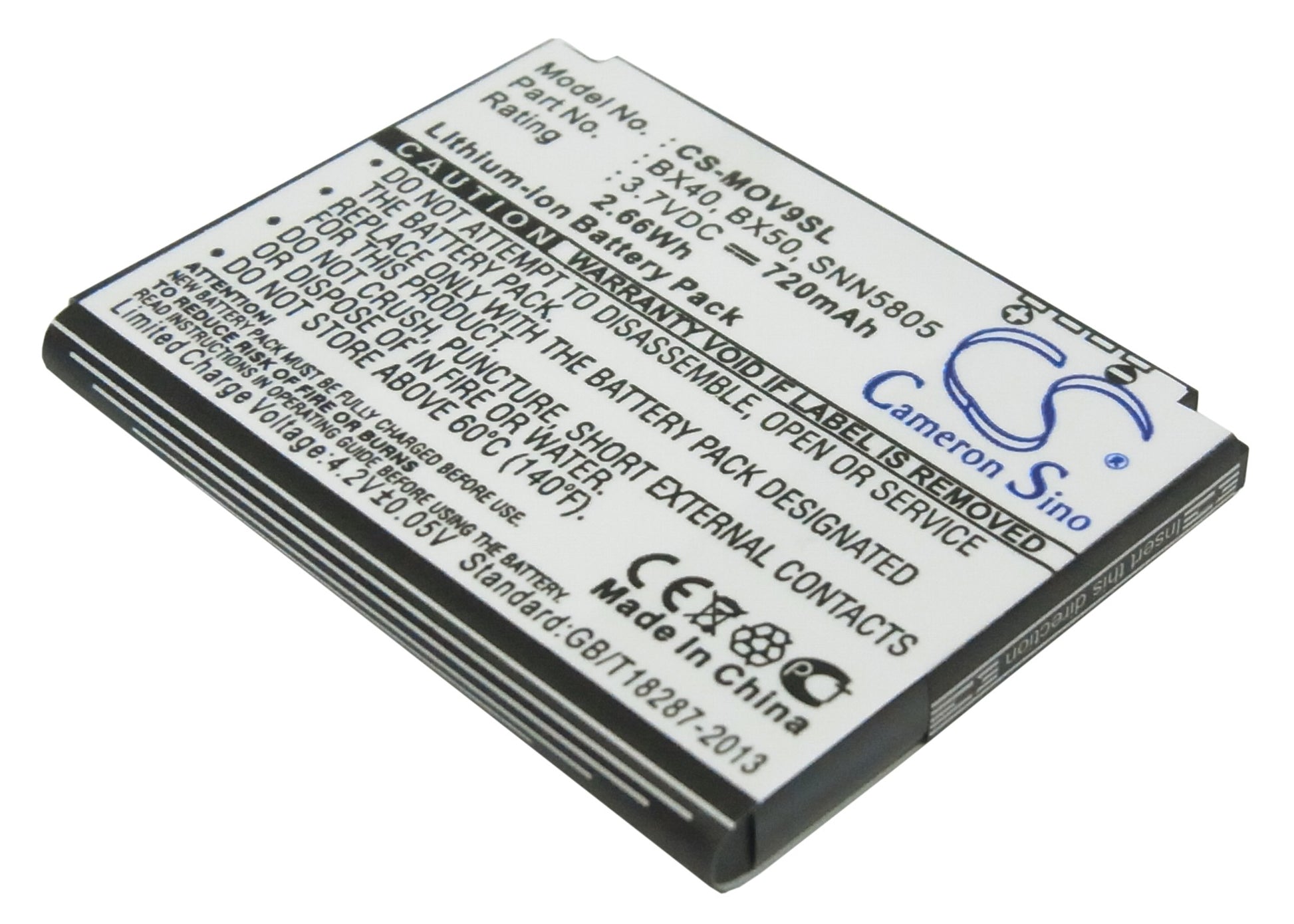3.7V 720mAh/2.66Wh Li-ion Mobile/SmartPhone Battery for Motorola