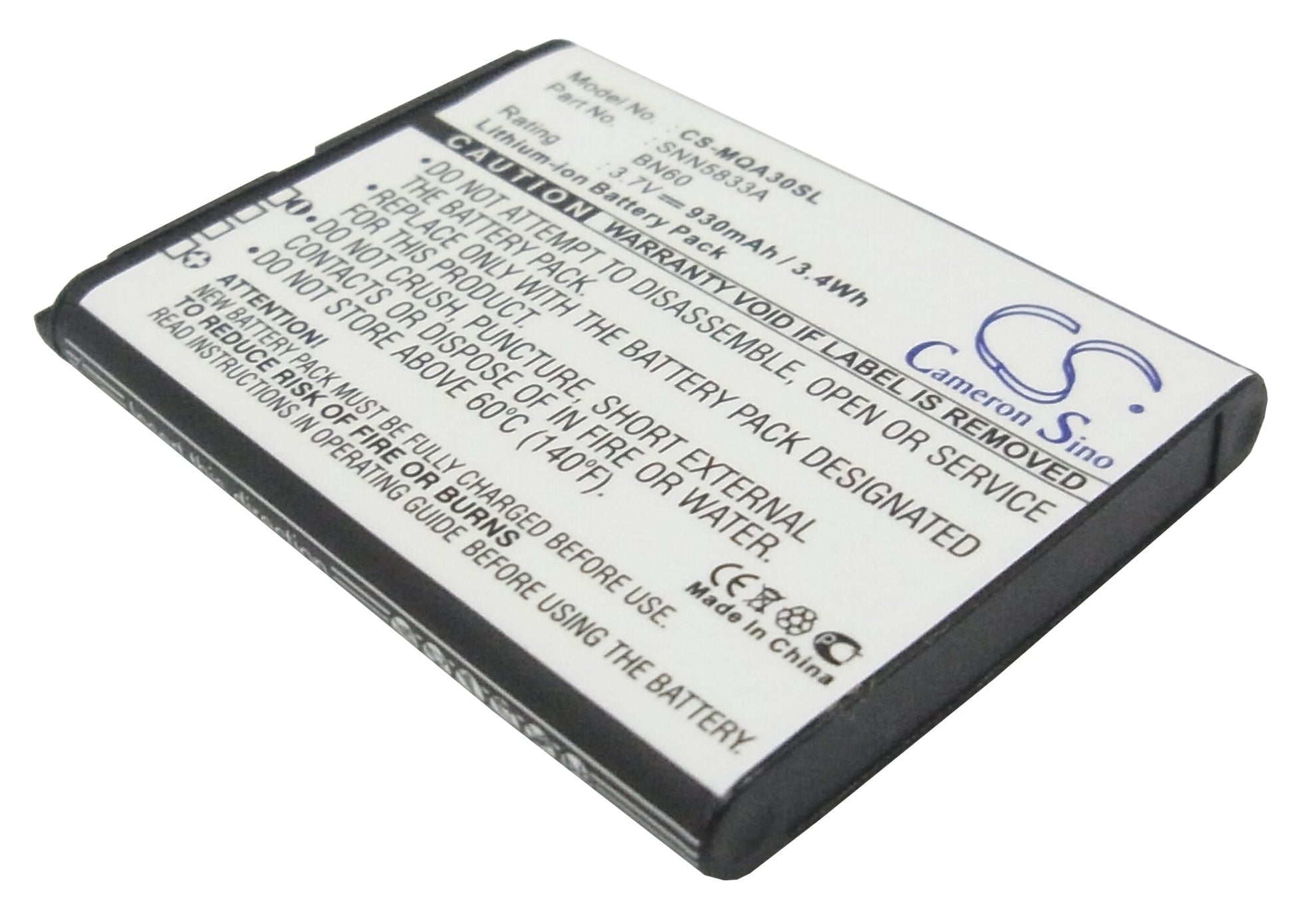 3.7V 930mAh Li-ion Mobile/SmartPhone Battery for Motorola