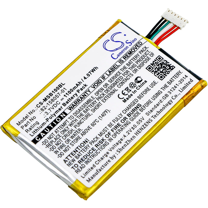3.7V 1100mAh/4.07Wh Li-Polymer Barcode/Scanner Battery for Motorola