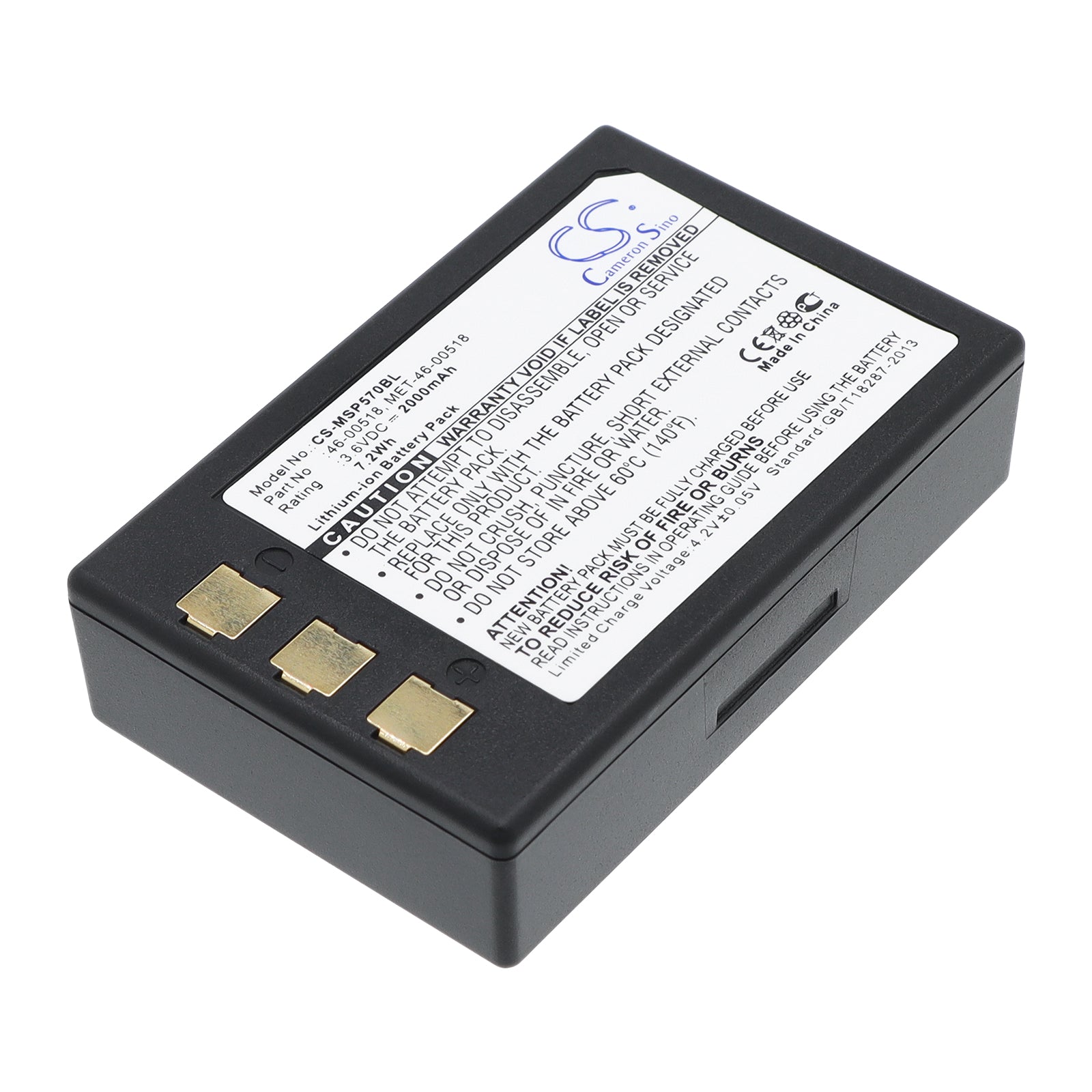 3.6V 2000mAh Li-ion Barcode/Scanner Battery for Metrologic