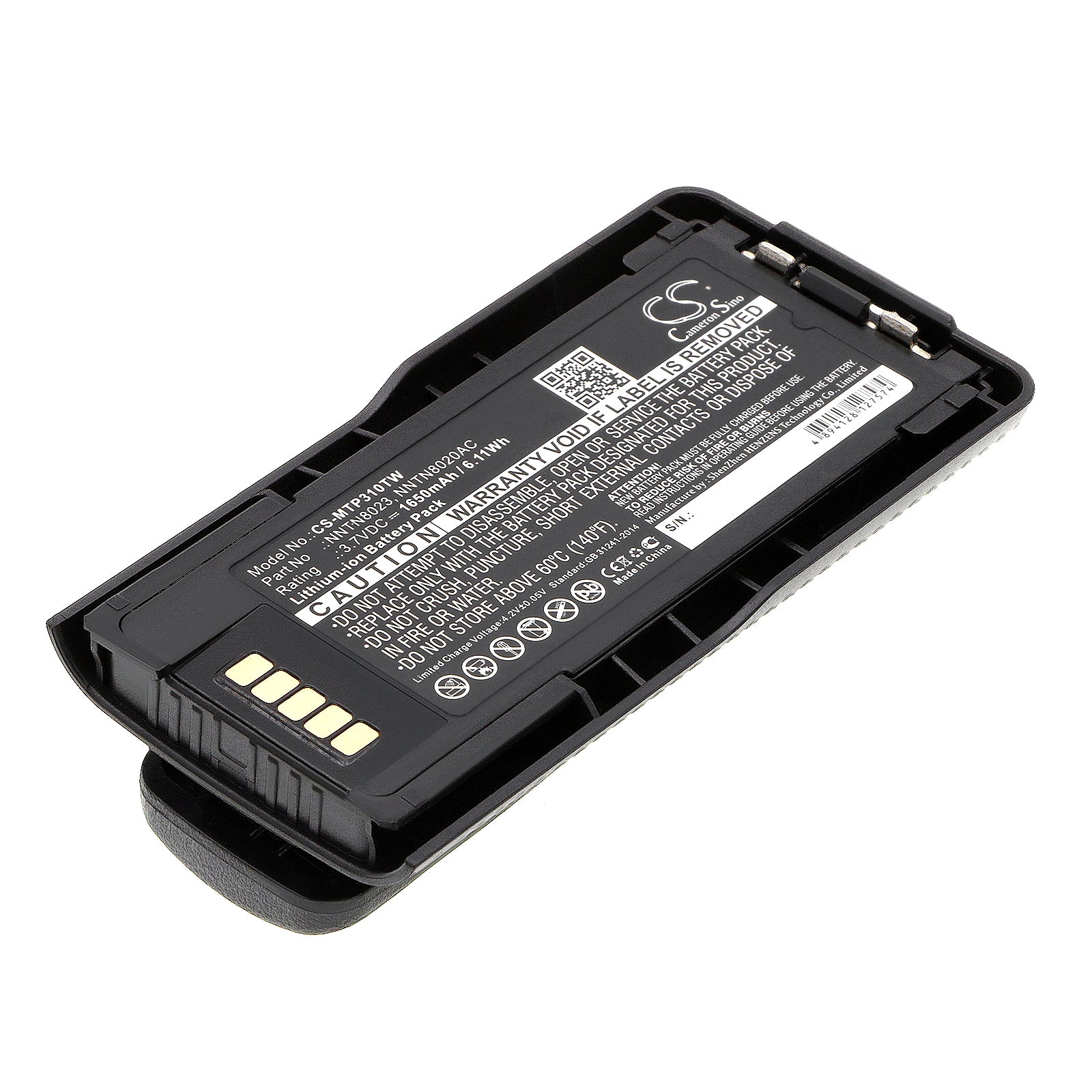 3.7V 1650mAh/6.11Wh Li-ion Two-Way Radio Battery for Motorola