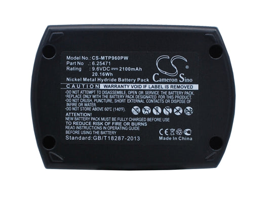 9.6V 2100mAh/20.16Wh Ni-MH Power Tools Battery for Metabo