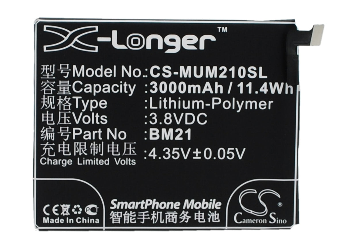 3.8V 3000mAh/11.40Wh Li-Polymer Mobile/SmartPhone Battery for Xiaomi