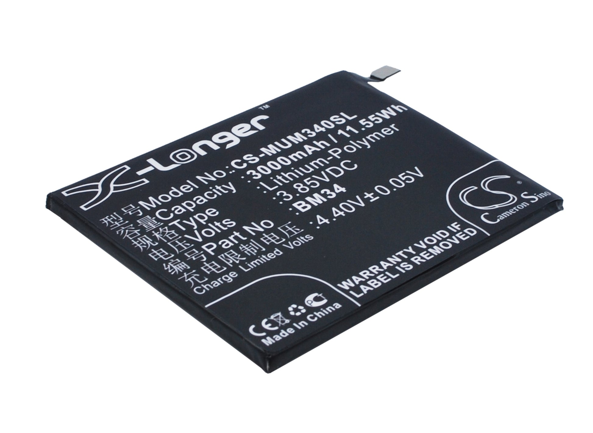 3.85V 3000mAh/11.55Wh Li-Polymer Mobile/SmartPhone Battery for Xiaomi