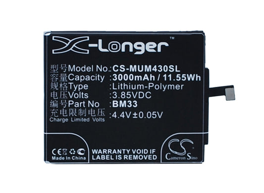 3.85V 3000mAh/11.55Wh Li-Polymer Mobile/SmartPhone Battery for Xiaomi
