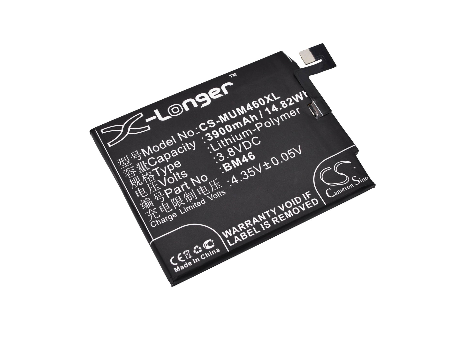 3.8V 3900mAh/14.82Wh Li-Polymer Mobile/SmartPhone Battery for Redmi