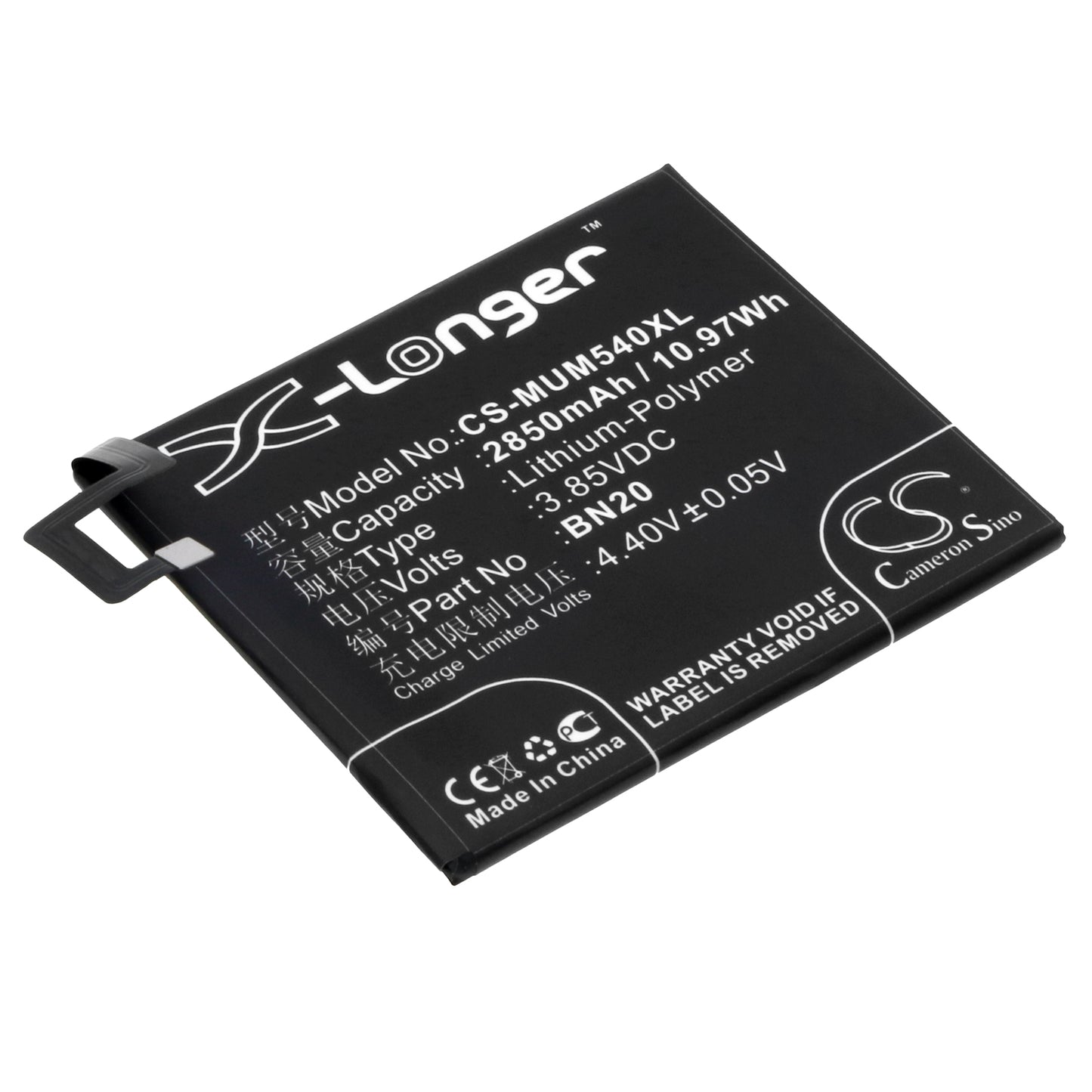 3.85V 2850mAh/10.97Wh Li-Polymer Mobile/SmartPhone Battery for Xiaomi
