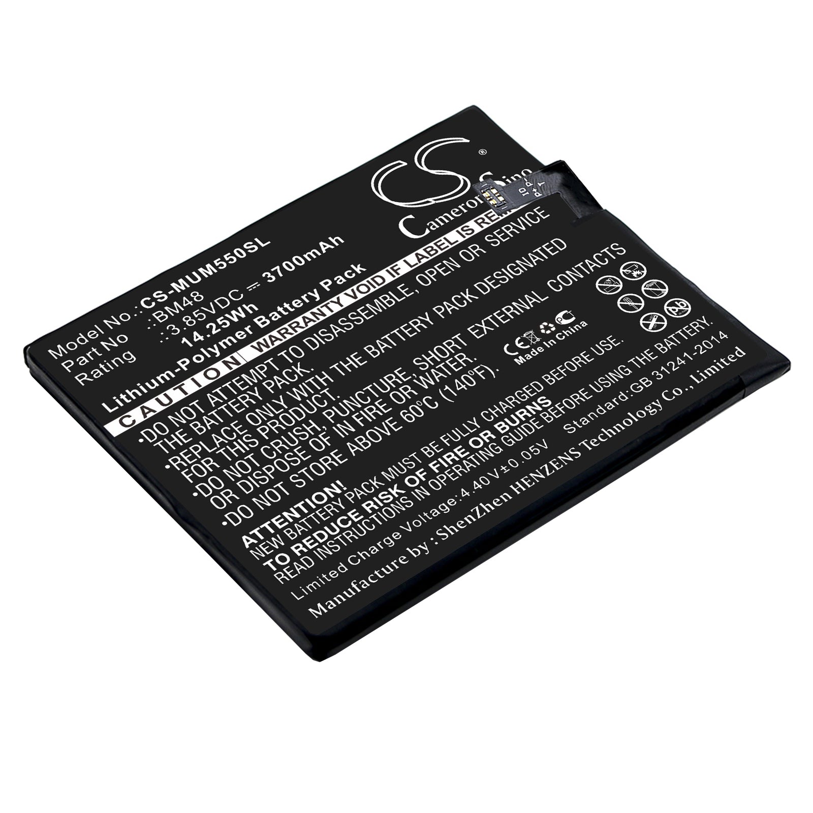 3.85V 3700mAh/14.25Wh Li-Polymer Mobile/SmartPhone Battery for Xiaomi