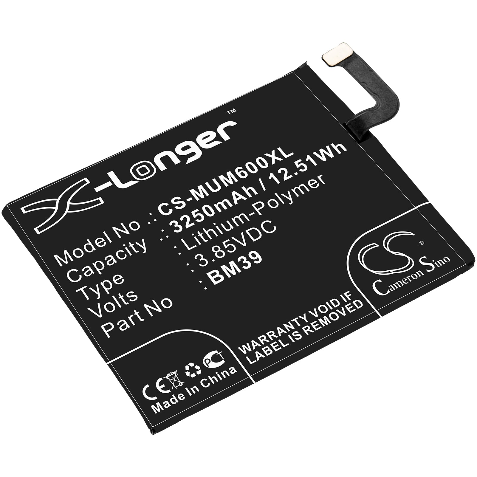 CS-MUM600XL Replacement Battery – Compatible with 6, 6 Dual SIM TD-LTE