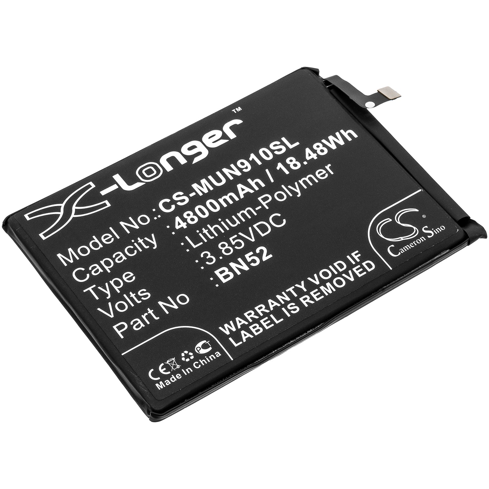 CS-MUN910SL Replacement Battery – Compatible with M2003J6A1G, M2003J6A1I, Note 9 Pro, Note 9S