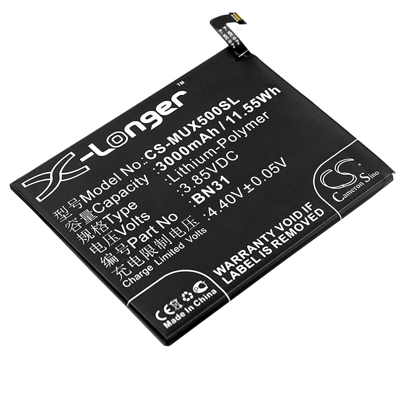 3.85V 3000mAh/11.55Wh Li-Polymer Mobile/SmartPhone Battery for Redmi